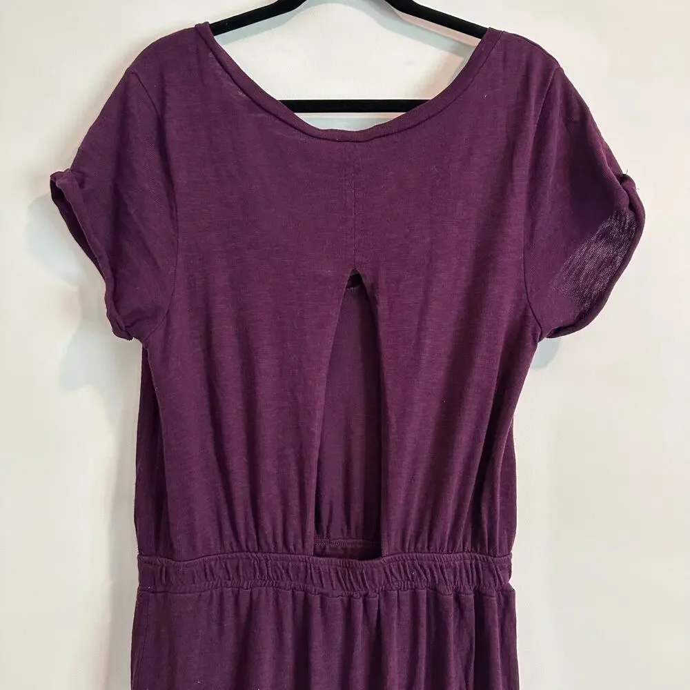 Free People Beach Audrina Maxi Dress Size Large Cut Out Back Purple Short Sleeve